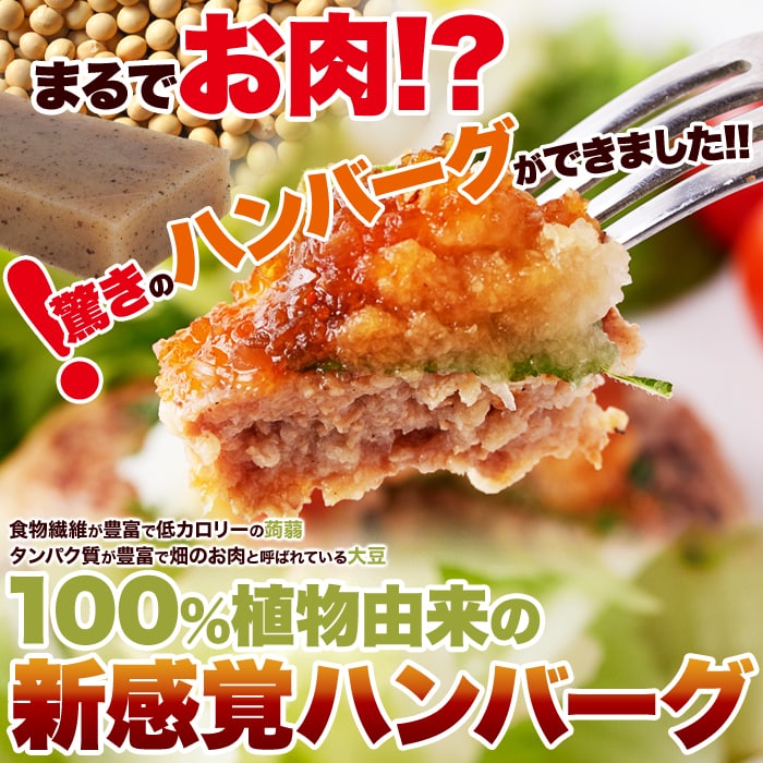 【全国一律送料無料】【ゆうパケット出荷】100％植物由来の新感覚ハンバーグ!!マンナン大豆ミートハンバーグ90g×3袋